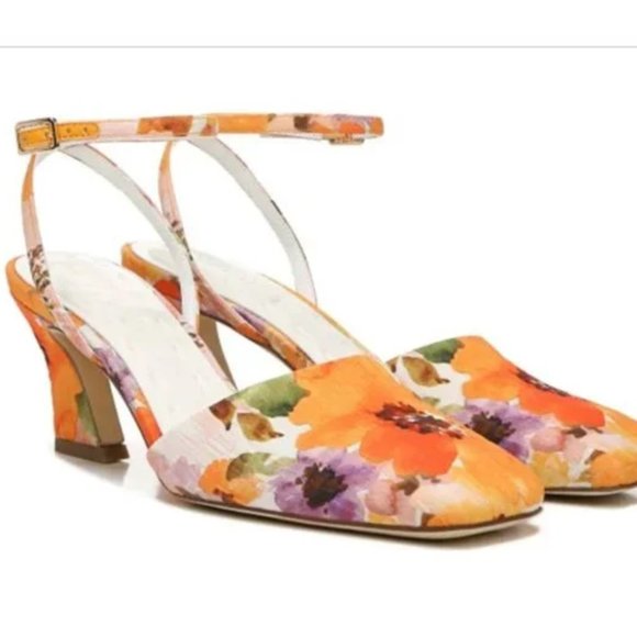 Sarto Daisy 2 Heels Sling back Pump Melon Fabric - Picture 4 of 8